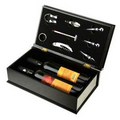 Wine Accessories 8 Piece Gift Set in Black Shiny Wooden Box